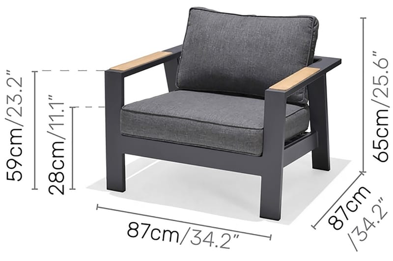 Nojatuoli Palau - Harmaa - Puutarhakalusteet - Puutarhatuoli - Ulkotilan nojatuolit