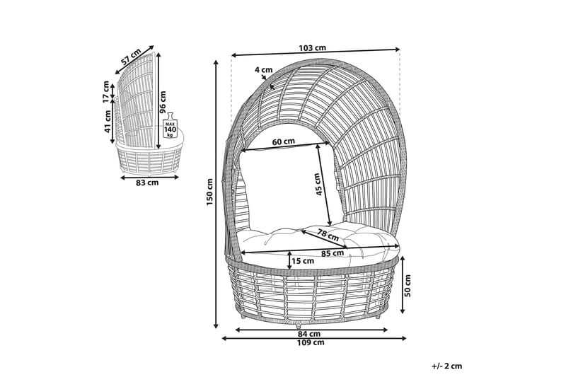 Puutarhanojatuoli Polyrottinki Luonnonväri/Valkoinen LIDO - Puu/Luonnonväri - Puutarhakalusteet - Puutarhatuoli - Ulkotilan nojatuolit