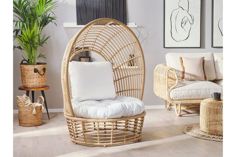 Puutarhanojatuoli Polyrottinki Luonnonväri/Valkoinen LIDO - Puu/Luonnonväri - Puutarhakalusteet - Puutarhatuoli - Ulkotilan nojatuolit