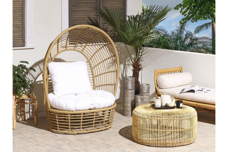 Puutarhanojatuoli Polyrottinki Luonnonväri/Valkoinen LIDO - Puu/Luonnonväri - Puutarhakalusteet - Puutarhatuoli - Ulkotilan nojatuolit