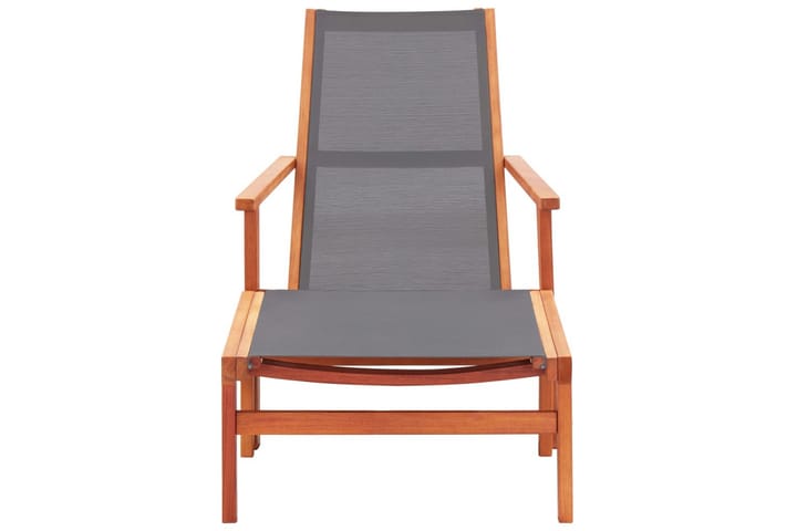 Puutarhatuoli jalkatuella harmaa eukalyptuspuu ja textilene - Ulkotilan nojatuolit