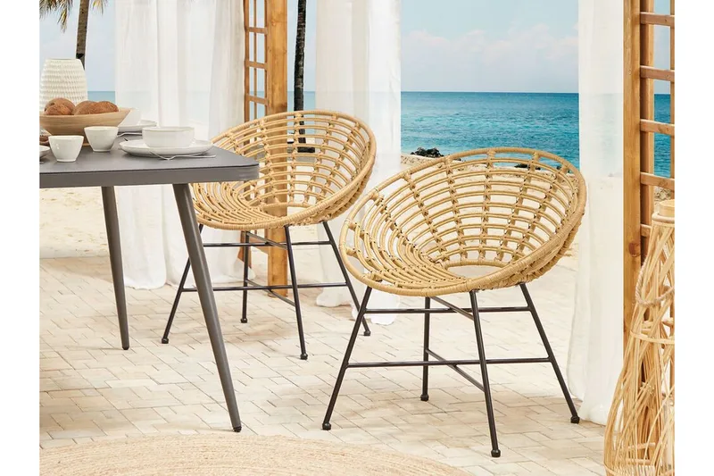 RottingTuoli 2 kpl Vaaleanruskea ACERRA - Puu/Luonnonväri - Puutarhakalusteet - Puutarhatuoli - Ulkotilan nojatuolit