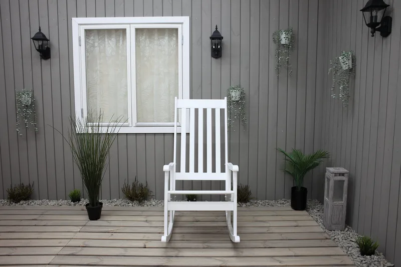 Savann Keinutuoli Valkoinen - Harmaa - Puutarhakalusteet - Puutarhatuoli - Ulkotilan nojatuolit