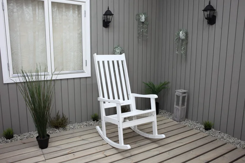 Savann Keinutuoli Valkoinen - Harmaa - Puutarhakalusteet - Puutarhatuoli - Ulkotilan nojatuolit