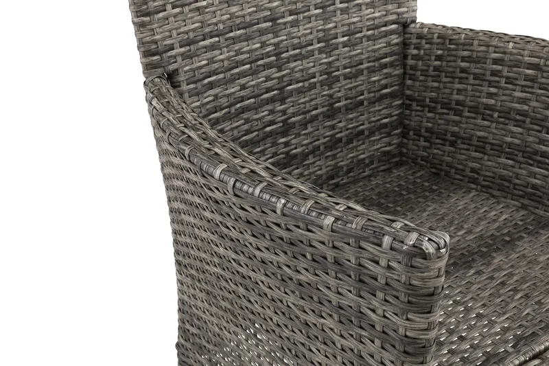 Thor-ulkonojaistuin – lounge-nojaistuin ulkokalusteet polyrottingista - Musta / Harmaa - Puutarhakalusteet - Puutarhatuoli - Ulkotilan nojatuolit