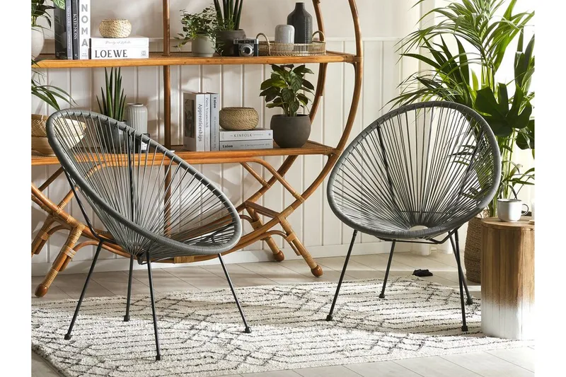 Tuoli Cayaco 2-pak - Polyrottinki / tummanharmaa - Puutarhakalusteet - Puutarhatuoli - Ulkotilan nojatuolit