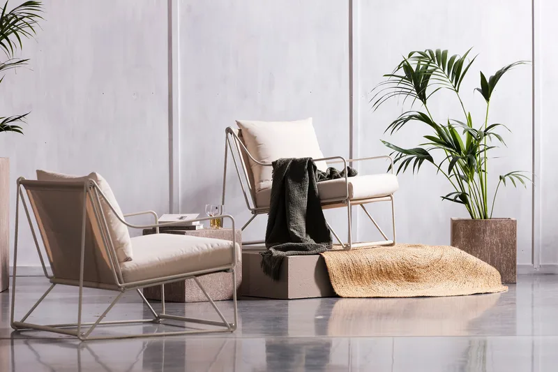 Usteryd Ulkonoja­tuoli Beige - Harmaa - Puutarhakalusteet - Puutarhatuoli - Ulkotilan nojatuolit