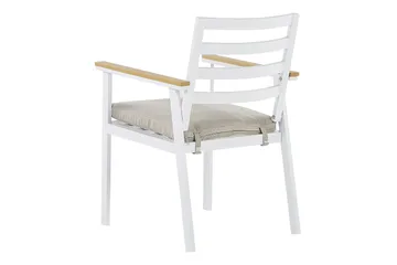 Zanca Käsinojatuoli - Valkoinen/Vaaleanruskea/Beige - Puutarhakalusteet - Puutarhatuoli - Karmituoli ulos