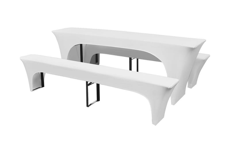 3 Suojakangasta Olutpöydälle & Penkeille Venyvä 220x70x80cm - Valkoinen - Puutarhakalusteet - Säilytyslaatikot & kalustesuojat - Ulkokalusteiden suojapeite