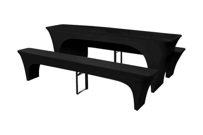 3 Suojakangasta Olutpöydälle & Penkeille Venyvä 220x50x80cm - Musta - Puutarhakalusteet - Säilytyslaatikot & kalustesuojat - Ulkokalusteiden suojapeite