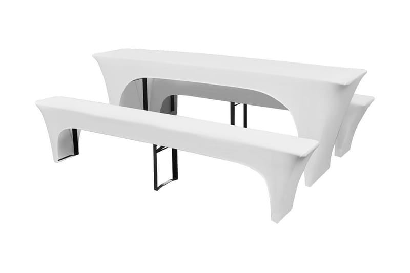 3 Suojakangasta Olutpöydälle & Penkeille Venyvä 220x50x80cm - Valkoinen - Puutarhakalusteet - Säilytyslaatikot & kalustesuojat - Ulkokalusteiden suojapeite