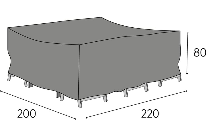 Kalustesuoja 200x220x80 cm - Harmaa - Ulkokalusteiden suojapeite