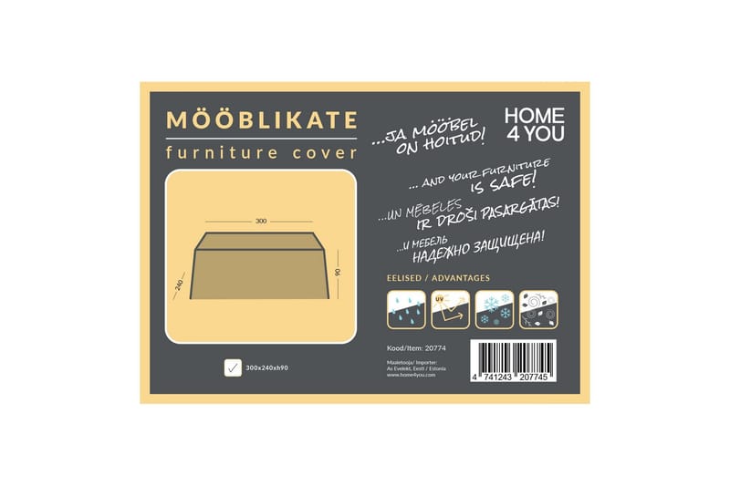 Kalustesuoja 300x240x90 cm Säänkestävä - Puutarhakalusteet - Säilytyslaatikot & kalustesuojat - Ulkokalusteiden suojapeite