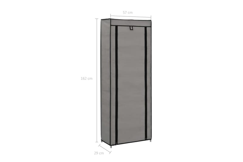 Kenkäkaappi suojalla harmaa 57x29x162 cm kangas - Harmaa - Puutarhakalusteet - Säilytyslaatikot & kalustesuojat - Ulkokalusteiden suojapeite