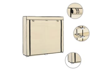 Kenkäkaappi suojalla kerma 115x28x110 cm kangas - Kerma - Puutarhakalusteet - Säilytyslaatikot & kalustesuojat - Ulkokalusteiden suojapeite