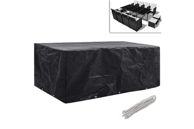Puutarhahuonekalujen suojat 2 kpl 10 purjerengasta 229x113cm - Musta - Puutarhakalusteet - Säilytyslaatikot & kalustesuojat - Ulkokalusteiden suojapeite