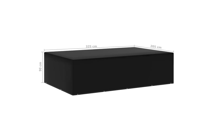 Puutarhakalusteiden suoja 12 purjerengasta 205x325x90 cm - Musta - Puutarhakalusteet - Säilytyslaatikot & kalustesuojat - Ulkokalusteiden suojapeite