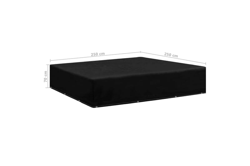 Puutarhakalusteiden suoja 12 purjerengasta 250x250x70 cm - Musta - Puutarhakalusteet - Säilytyslaatikot & kalustesuojat - Ulkokalusteiden suojapeite