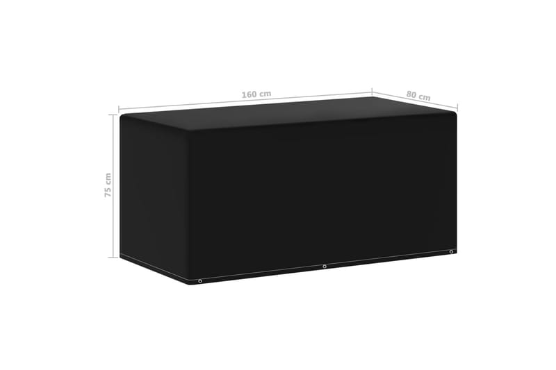 Puutarhakalusteiden suoja 6 purjerengasta 160x80x75 cm - Musta - Puutarhakalusteet - Säilytyslaatikot & kalustesuojat - Ulkokalusteiden suojapeite