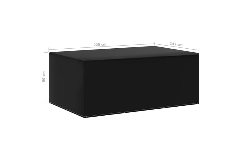 Puutarhakalusteiden suoja 7 purjerengasta 143x225x90 cm - Musta - Puutarhakalusteet - Säilytyslaatikot & kalustesuojat - Ulkokalusteiden suojapeite