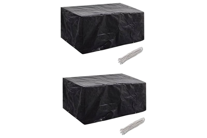 Puutarhakalustesuojat 2kpl 4 hengen 8 purjerengasta 180x140c - Musta - Puutarhakalusteet - Säilytyslaatikot & kalustesuojat - Ulkokalusteiden suojapeite