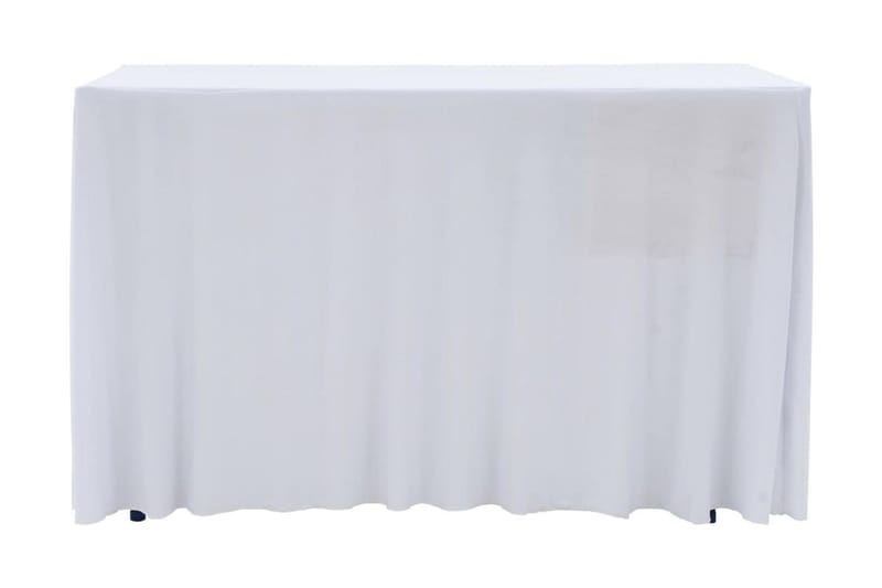 Venyvät pöytäliinat 2 kpl helmalla 243x76x74cm valkoinen - Valkoinen - Puutarhakalusteet - Säilytyslaatikot & kalustesuojat - Ulkokalusteiden suojapeite