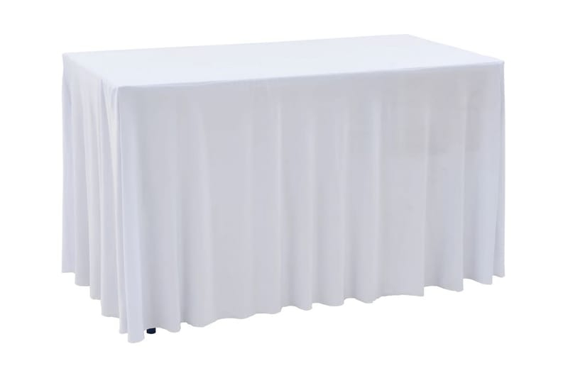 Venyvät pöytäliinat 2 kpl helmalla 120x60,5x74 cm valkoinen - Valkoinen - Puutarhakalusteet - Säilytyslaatikot & kalustesuojat - Ulkokalusteiden suojapeite
