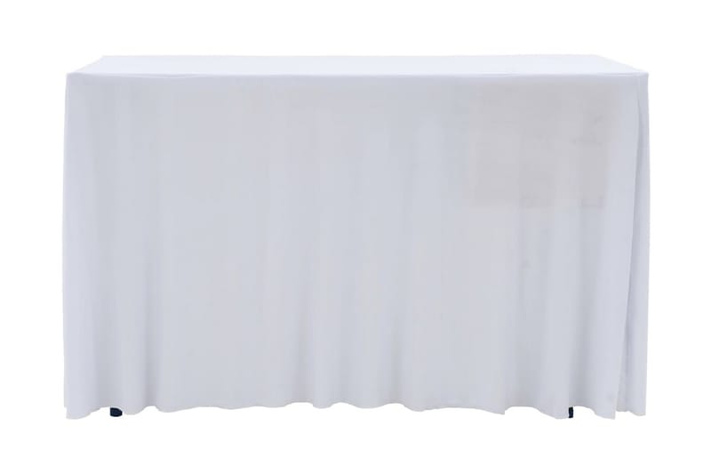 Venyvät pöytäliinat 2 kpl helmalla 120x60,5x74 cm valkoinen - Valkoinen - Puutarhakalusteet - Säilytyslaatikot & kalustesuojat - Ulkokalusteiden suojapeite