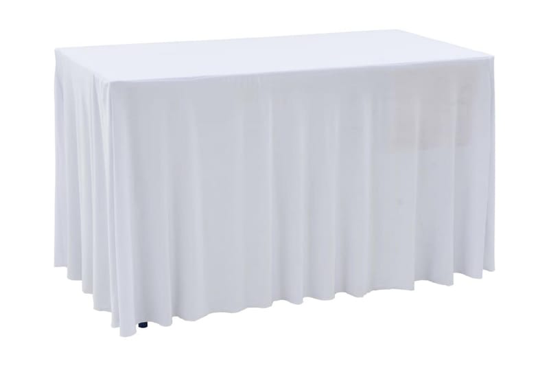 Venyvät pöytäliinat 2 kpl helmalla 243x76x74cm valkoinen - Valkoinen - Puutarhakalusteet - Säilytyslaatikot & kalustesuojat - Ulkokalusteiden suojapeite