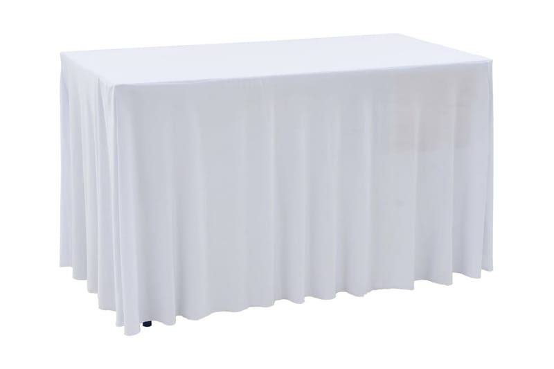 Venyvät pöytäliinat 2 kpl helmalla 183x76x74 cm valkoinen - Valkoinen - Puutarhakalusteet - Säilytyslaatikot & kalustesuojat - Ulkokalusteiden suojapeite
