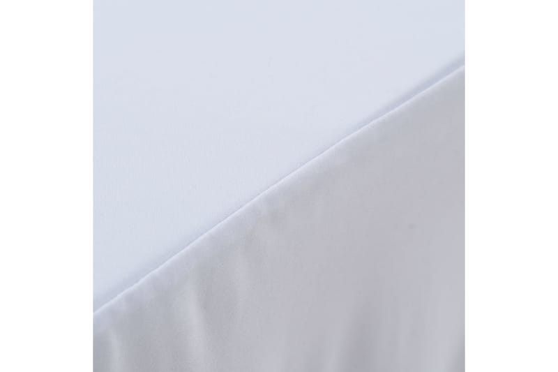 Venyvät pöytäliinat 2 kpl helmalla 120x60,5x74 cm valkoinen - Valkoinen - Puutarhakalusteet - Säilytyslaatikot & kalustesuojat - Ulkokalusteiden suojapeite