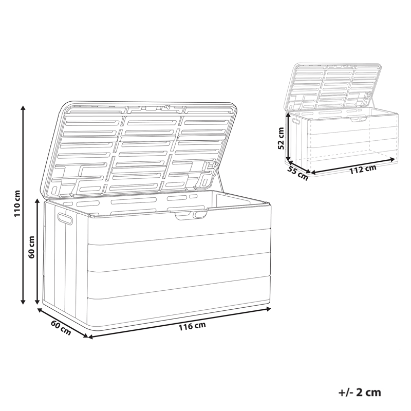 Säilytyslaatikko ulos Milies 60x116 cm - Valkoinen/harmaa - Puutarhakalusteet - Säilytyslaatikot & kalustesuojat - Säilytyslaatikot ulos