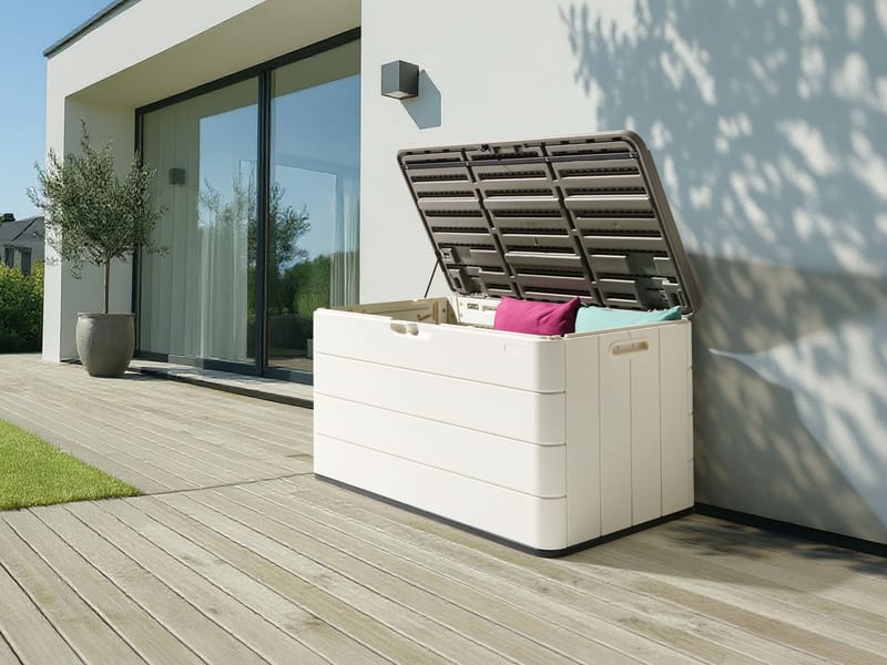 Säilytyslaatikko ulos Milies 60x116 cm - Valkoinen/harmaa - Puutarhakalusteet - Säilytyslaatikot & kalustesuojat - Säilytyslaatikot ulos