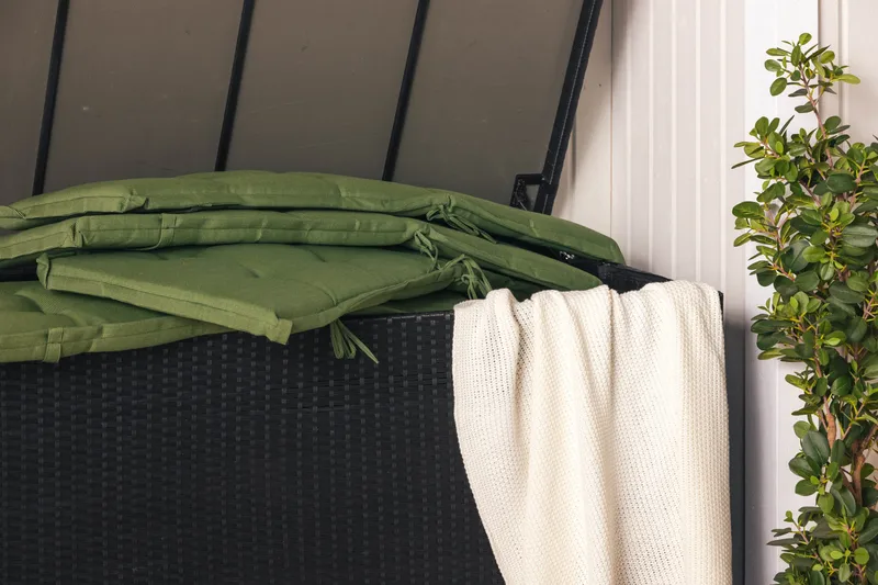 Gigant vedenpitävä XL-tyynysäilytyslaatikko ulkokäyttöön – Polyrottinkinen säilytyslaatikko (L150xS90xK101 cm) - Musta - Puutarhakalusteet - Säilytyslaatikot & kalustesuojat - Säilytyslaatikot ulos