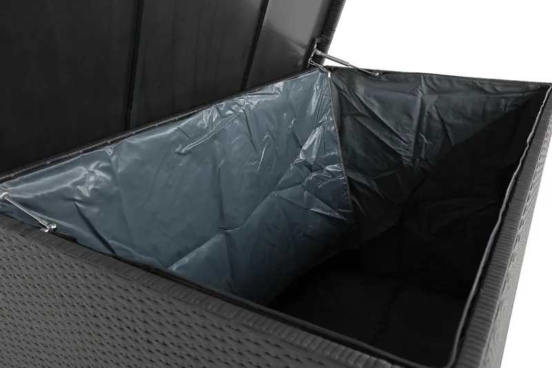 Gigant vedenpitävä XL-tyynysäilytyslaatikko ulkokäyttöön – Polyrottinkinen säilytyslaatikko (L150xS90xK101 cm) - Musta - Puutarhakalusteet - Säilytyslaatikot & kalustesuojat - Säilytyslaatikot ulos