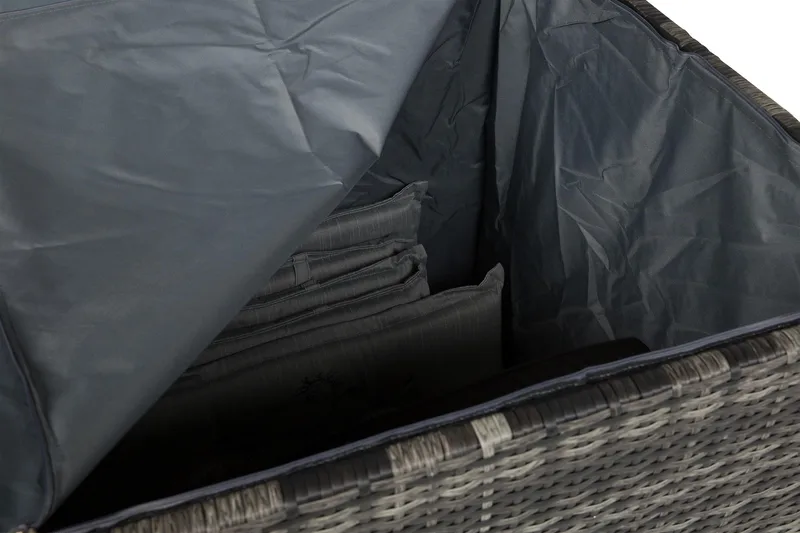 Gigant vedenpitävä XL-tyynysäilytyslaatikko ulkokäyttöön – Polyrottinkinen säilytyslaatikko (L150xS90xK101 cm) - Harmaa - Puutarhakalusteet - Säilytyslaatikot & kalustesuojat - Säilytyslaatikot ulos