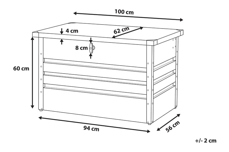 Pehmustelaatikko Cebrosa 61x100x62 cm - Säilytyslaatikot ulos