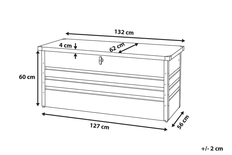 Pehmustelaatikko Cebrosa 62x132x64 cm - Säilytyslaatikot ulos