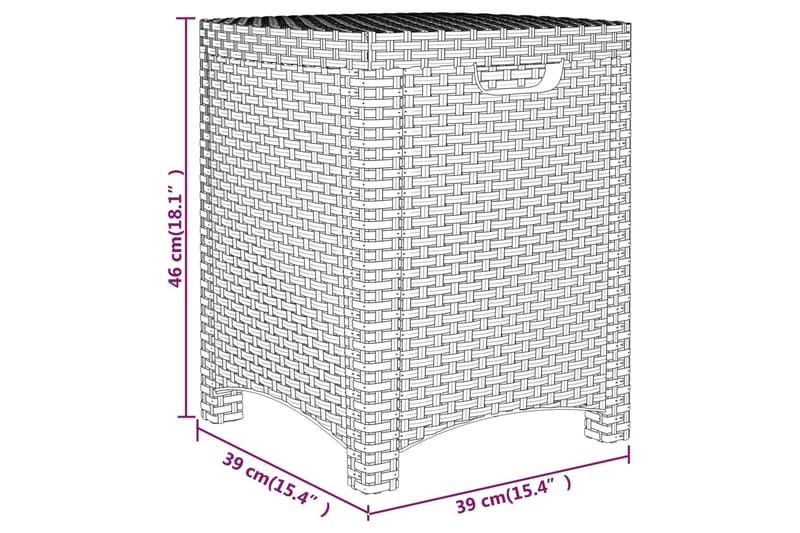 Puutarhan säilytyslaatikko 39x39x46 cm PP rottinki ruskea - Ruskea - Säilytyslaatikot ulos