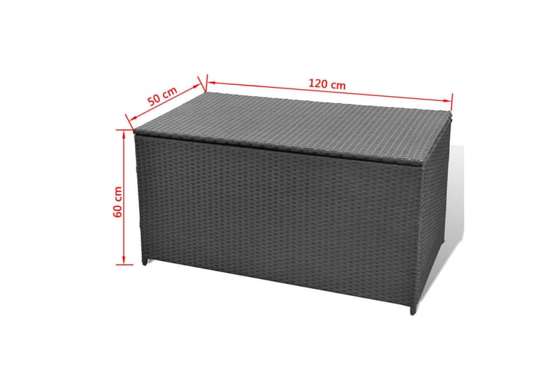 Puutarhan säilytyslaatikko musta 120x50x60cm polyrottinki - Musta - Puutarhakalusteet - Säilytyslaatikot & kalustesuojat - Säilytyslaatikot ulos
