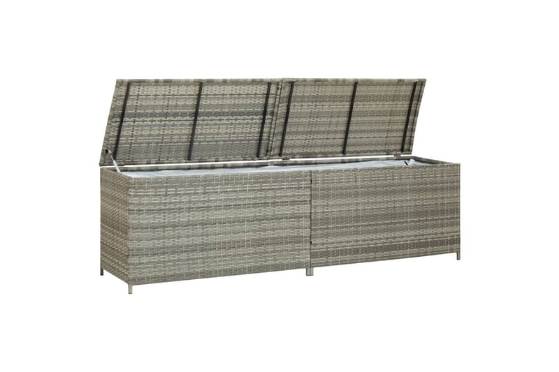 Puutarhan säilytyslaatikko polyrottinki 200x50x60 cm harmaa - Harmaa - Puutarhakalusteet - Säilytyslaatikot & kalustesuojat - Säilytyslaatikot ulos