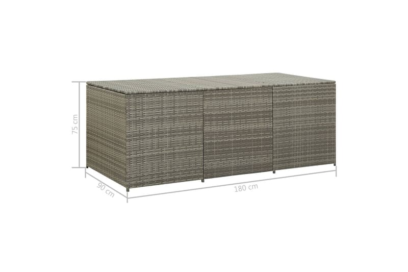 Puutarhan säilytyslaatikko polyrottinki 180x90x75 cm harmaa - Harmaa - Puutarhakalusteet - Säilytyslaatikot & kalustesuojat - Säilytyslaatikot ulos