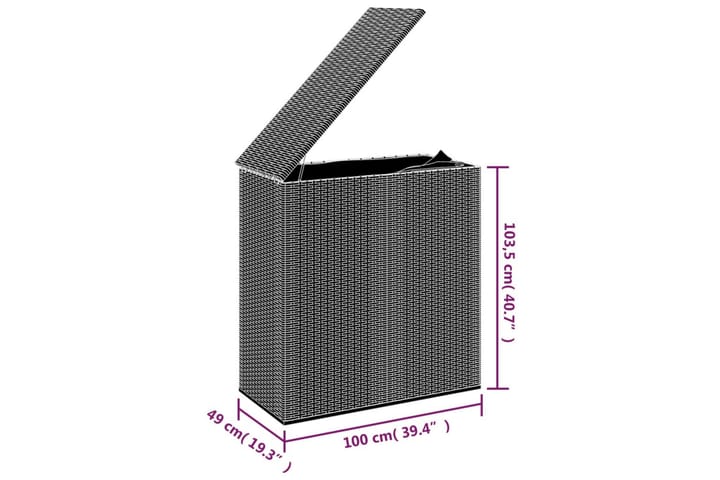 Puutarhan säilytyslaatikko PE-rottinki 100x49x103,5 cm musta - Musta - Säilytyslaatikot ulos