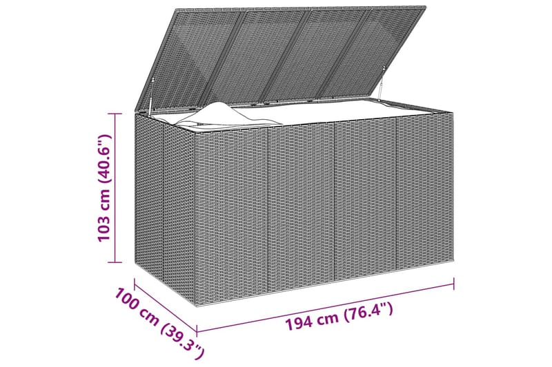 Puutarhan säilytyslaatikko PE-rottinki 145x100x103 cm ruskea - Ruskea - Säilytyslaatikot ulos