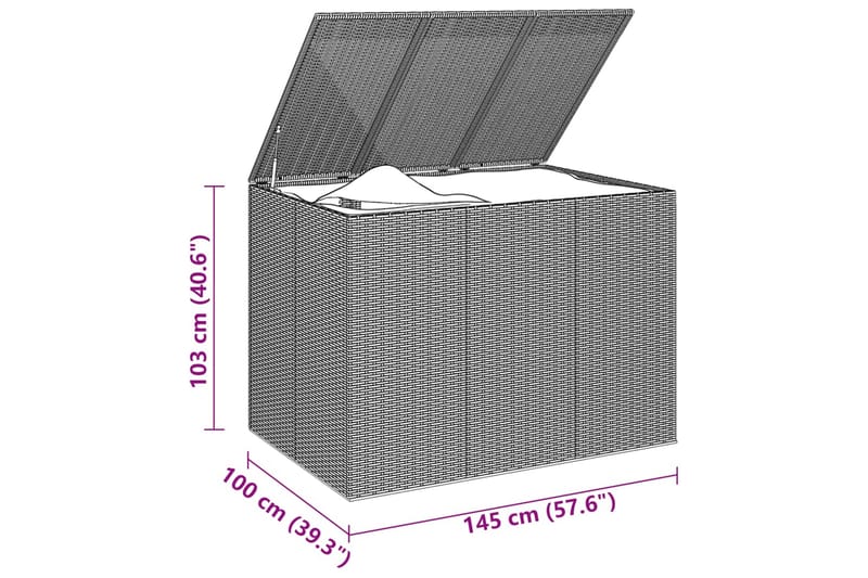 Puutarhan säilytyslaatikko PE-rottinki 145x100x103 cm musta - Musta - Puutarhakalusteet - Säilytyslaatikot & kalustesuojat - Säilytyslaatikot ulos