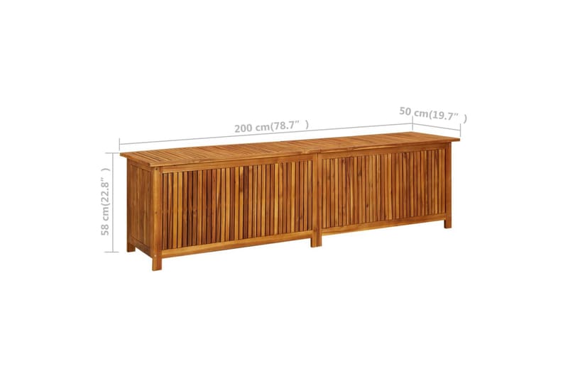 Puutarhan varastolaatikko 200x50x58 cm täysi akaasiapuu - Ruskea - Puutarhakalusteet - Säilytyslaatikot & kalustesuojat - Säilytyslaatikot ulos