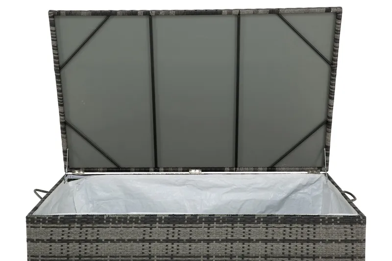 Sydney vedenpitävä Large-tyynysäilytyslaatikko ulkokäyttöön – Polyrottinkinen säilytyslaatikko (L140xS80xK90 cm) - Harmaa - Puutarhakalusteet - Säilytyslaatikot & kalustesuojat - Säilytyslaatikot ulos