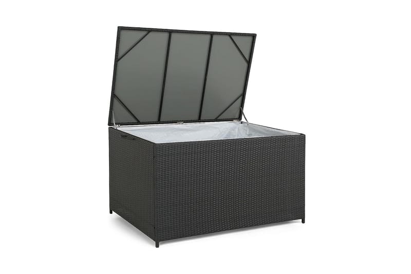 Sydney vedenpitävä Large-tyynysäilytyslaatikko ulkokäyttöön – Polyrottinkinen säilytyslaatikko (L140xS80xK90 cm) - Musta - Puutarhakalusteet - Säilytyslaatikot & kalustesuojat - Säilytyslaatikot ulos