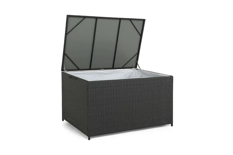 Sydney vedenpitävä Large-tyynysäilytyslaatikko ulkokäyttöön – Polyrottinkinen säilytyslaatikko (L140xS80xK90 cm) - Musta - Puutarhakalusteet - Säilytyslaatikot & kalustesuojat - Säilytyslaatikot ulos