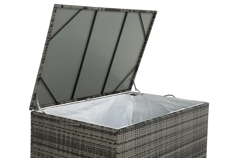 Sydney vedenpitävä Large-tyynysäilytyslaatikko ulkokäyttöön – Polyrottinkinen säilytyslaatikko (L140xS80xK90 cm) - Harmaa - Puutarhakalusteet - Säilytyslaatikot & kalustesuojat - Säilytyslaatikot ulos